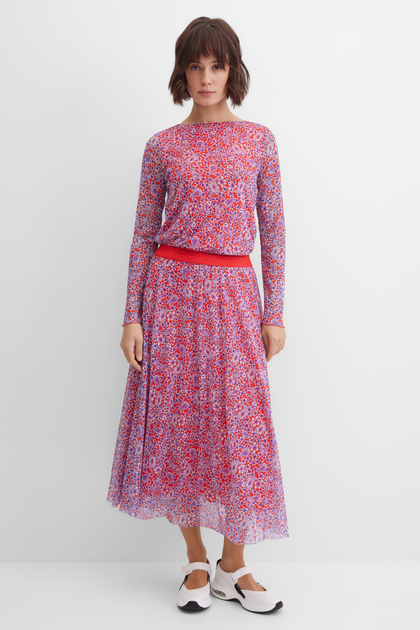 Лонгслив в сетку с принтом