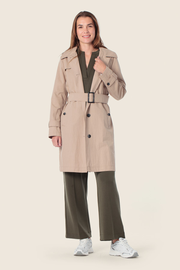 Плащ с поясом из смесового хлопка