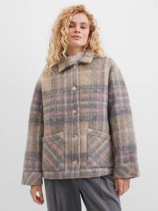 Полупальто с шерстью в клетку