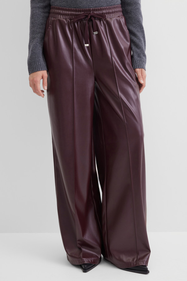 Брюки широкие из эко-кожи
