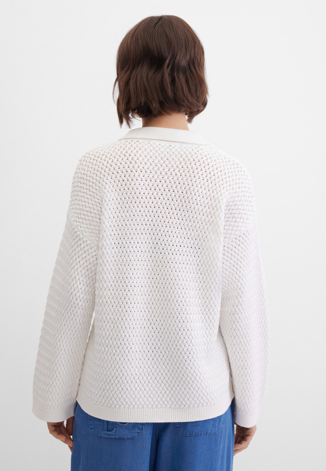 Джемпер-поло фактурной вязки