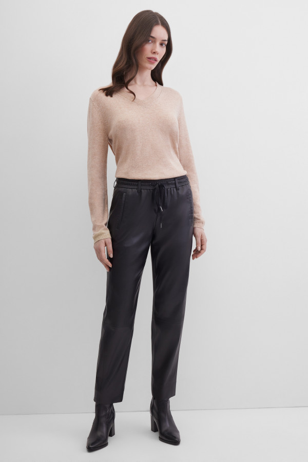 Брюки укороченные из экокожи