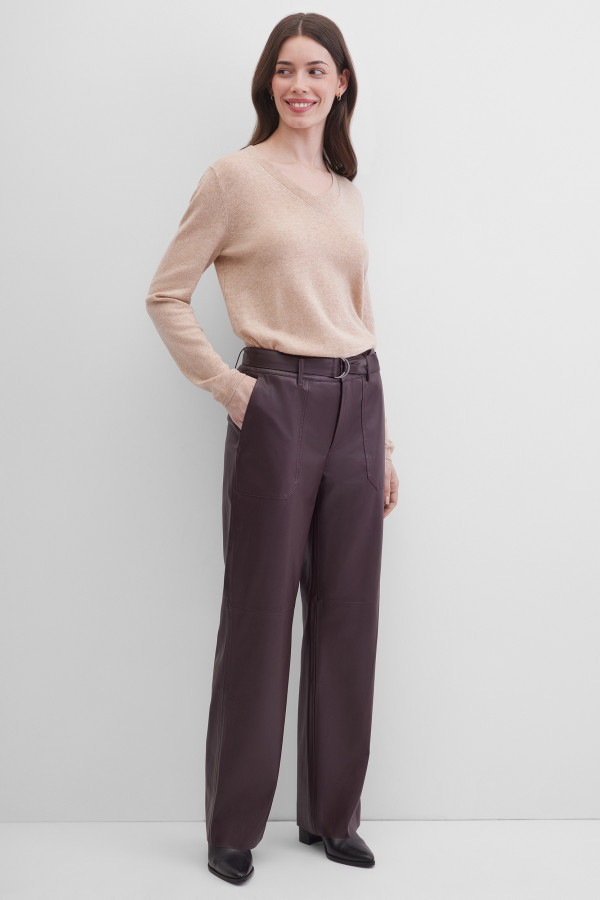 Брюки прямые из экокожи