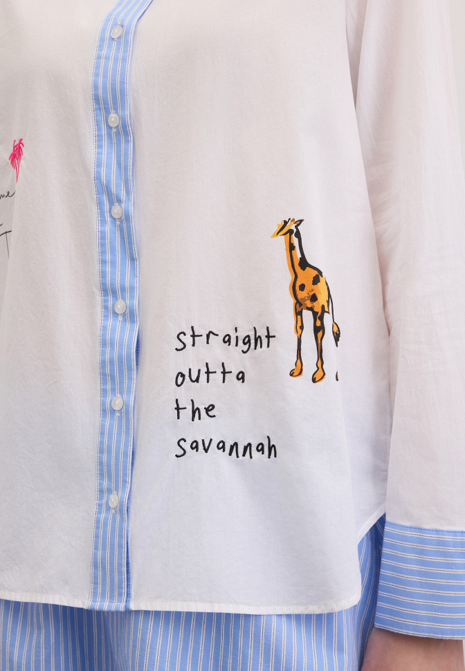 Рубашка с рисунками и вышивкой