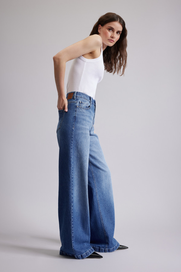 Джинсы широкие палаццо
