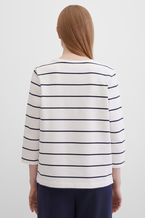 Лонгслив с рукавом 3/4 в полоску и с принтом