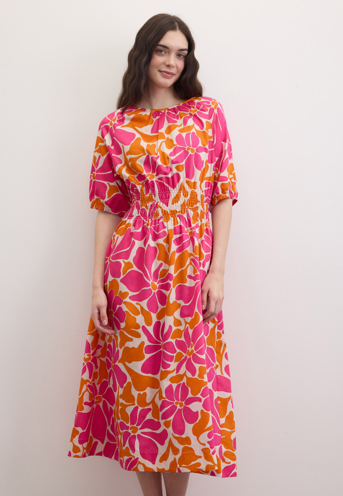 Платье миди с цветочным принтом