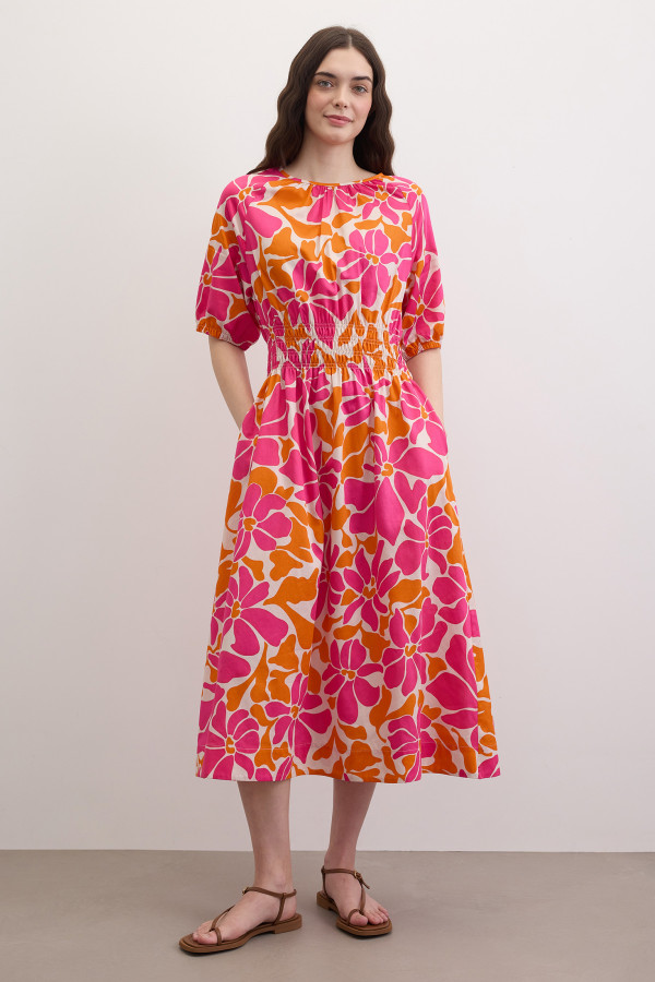 Платье миди с цветочным принтом