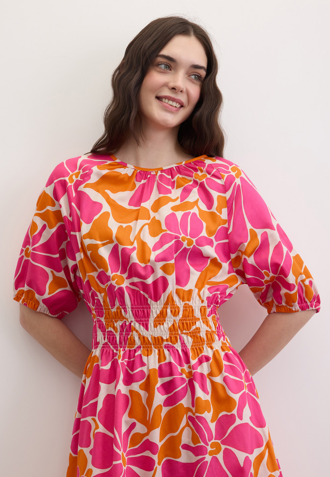 Платье миди с цветочным принтом