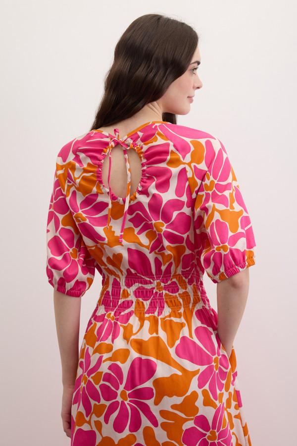 Платье миди с цветочным принтом