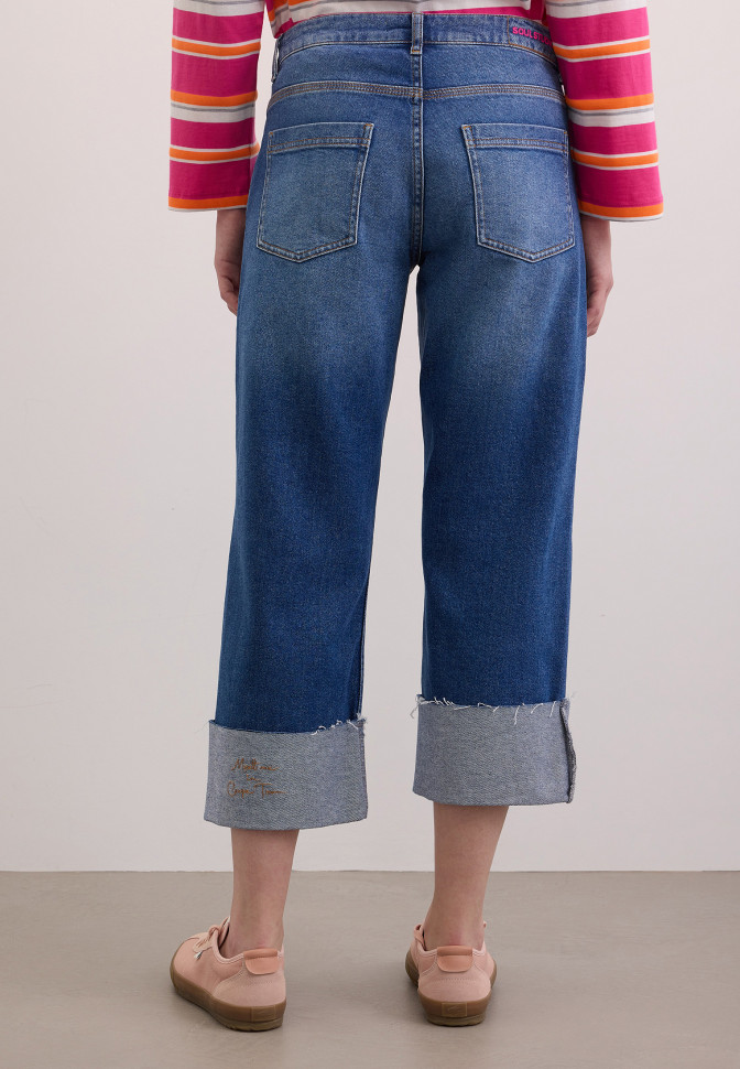 Джинсы прямые с подворотами