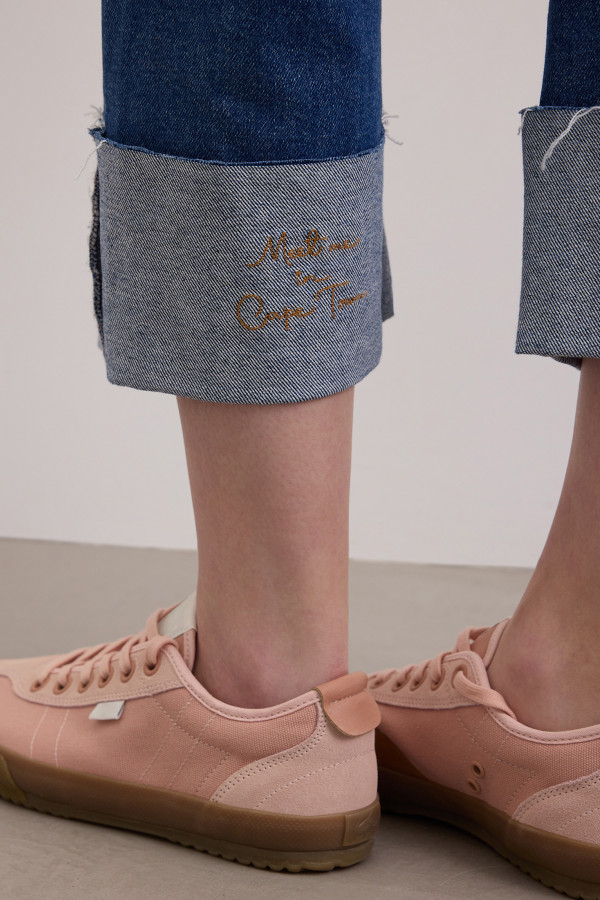 Джинсы прямые с подворотами