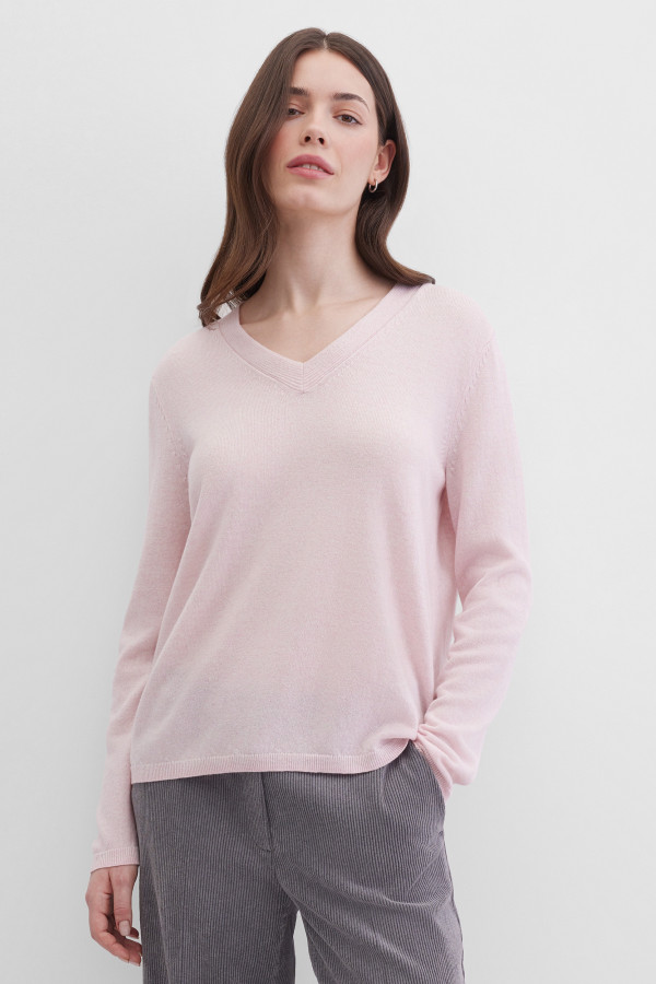 Пуловер с V-образным вырезом и длинными рукавами