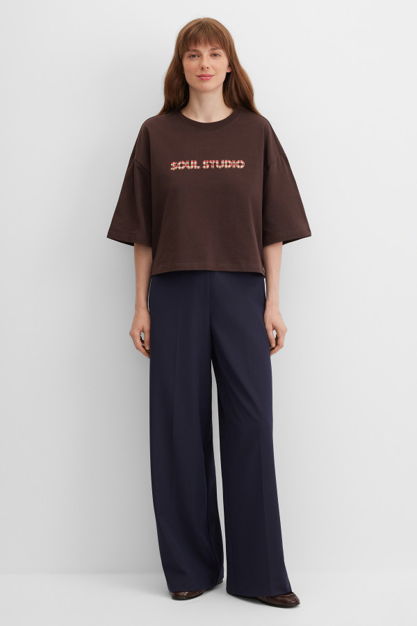 Футболка из хлопка оверсайз укороченного кроя
