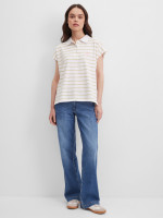 Футболка-поло свободная с коротким рукавом в полоску