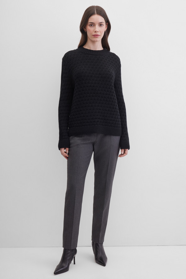 Свитер с воротником-стойкой, геометрический узор