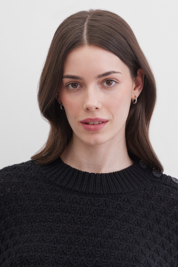 Свитер с воротником-стойкой, геометрический узор